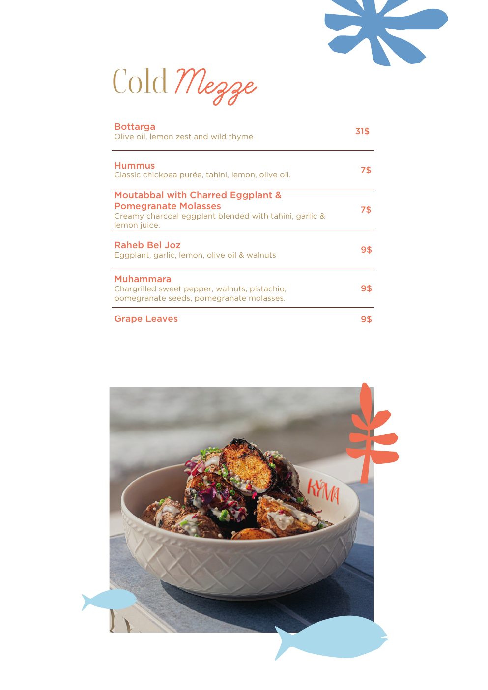 KYMA food menu page 5